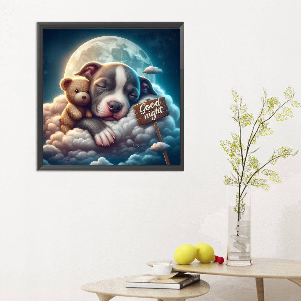 Diamond Painting - Full Round - Good night bear and puppy (30*30CM)