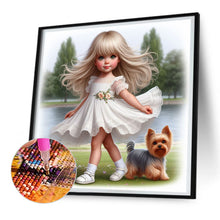 Load image into Gallery viewer, Diamond Painting - Full Round - girl and puppy (30*30CM)

