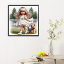 Load image into Gallery viewer, Diamond Painting - Full Round - girl and puppy (30*30CM)
