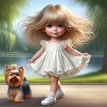 Load image into Gallery viewer, Diamond Painting - Full Round - girl and puppy (30*30CM)
