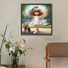 Load image into Gallery viewer, Diamond Painting - Full Round - girl and puppy (30*30CM)

