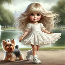Load image into Gallery viewer, Diamond Painting - Full Round - girl and puppy (30*30CM)
