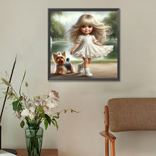 Load image into Gallery viewer, Diamond Painting - Full Round - girl and puppy (30*30CM)
