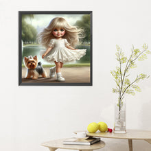 Load image into Gallery viewer, Diamond Painting - Full Round - girl and puppy (30*30CM)
