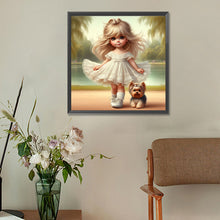 Load image into Gallery viewer, Diamond Painting - Full Round - girl and puppy (30*30CM)
