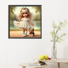 Load image into Gallery viewer, Diamond Painting - Full Round - girl and puppy (30*30CM)

