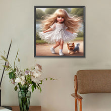 Load image into Gallery viewer, Diamond Painting - Full Round - girl and puppy (30*30CM)
