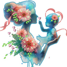Load image into Gallery viewer, Diamond Painting - Partial Special Shaped - Mother and child silhouette (30*30CM)
