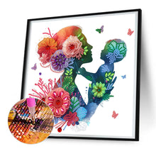 Load image into Gallery viewer, Diamond Painting - Partial Special Shaped - Mother and child silhouette (30*30CM)
