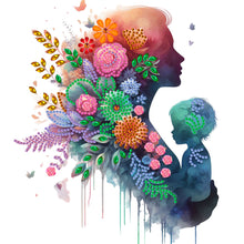 Load image into Gallery viewer, Diamond Painting - Partial Special Shaped - Mother and child silhouette (30*30CM)
