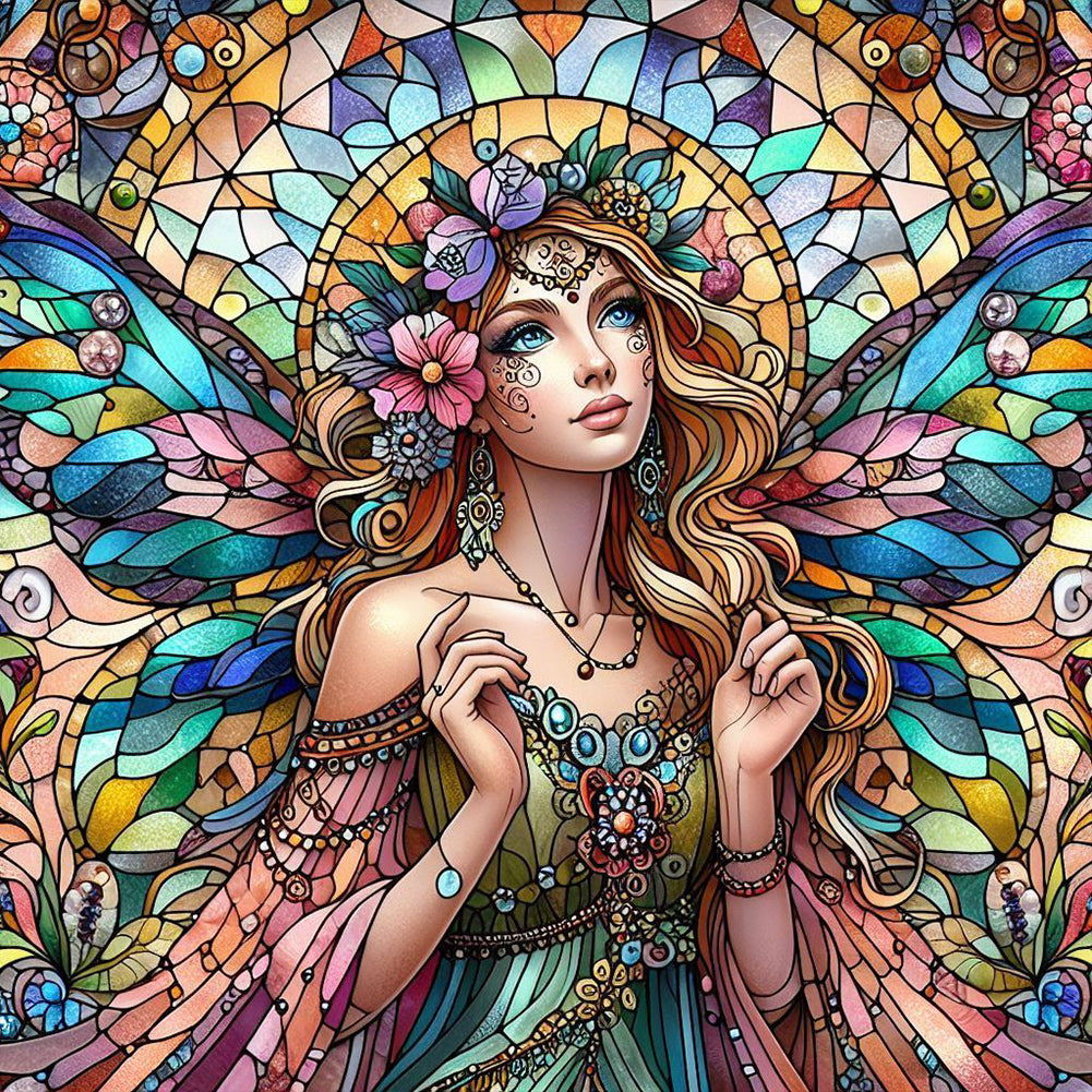 Diamond Painting - Full Round - glass art fairy (30*30CM)