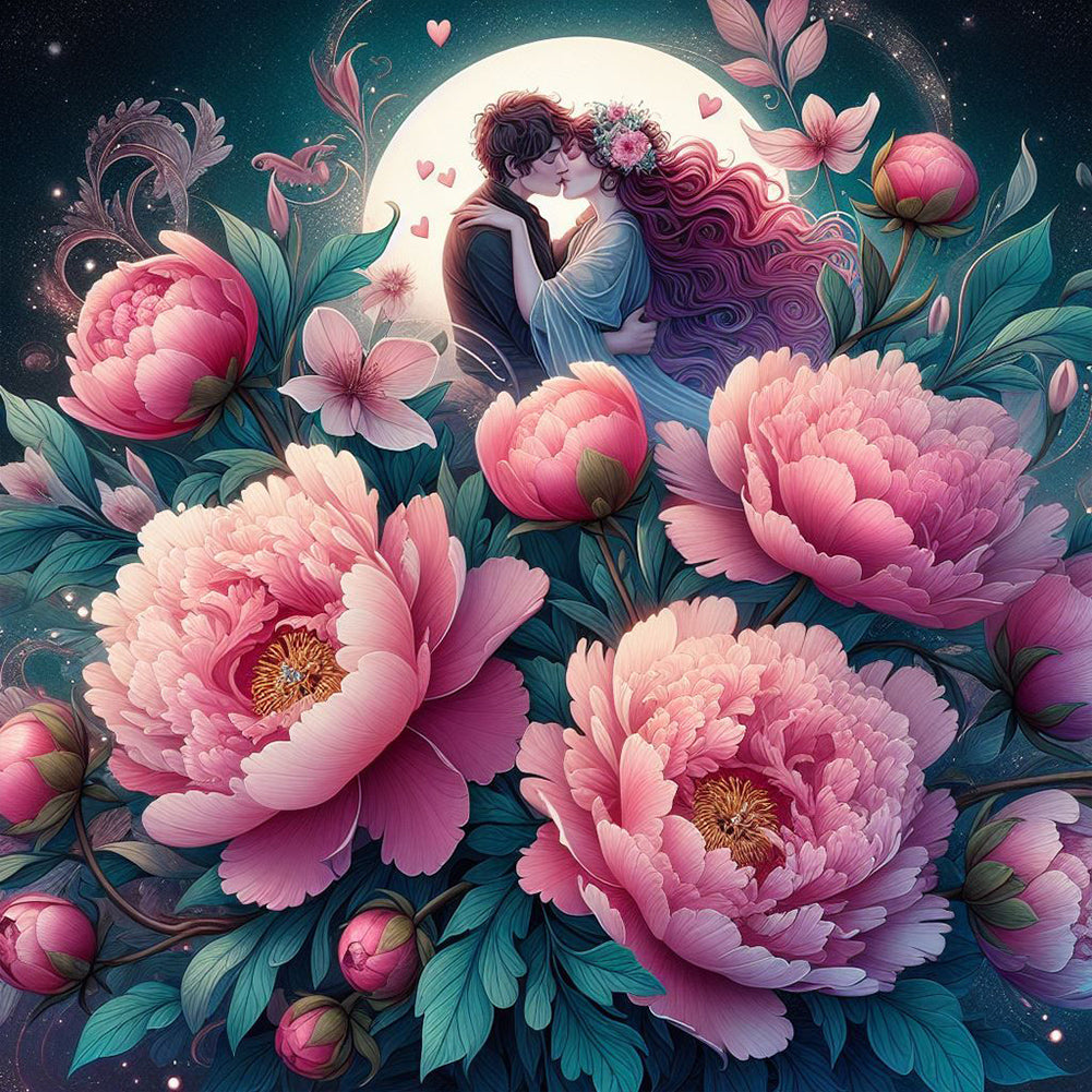 Diamond Painting - Full Round - flower couple (30*30CM)