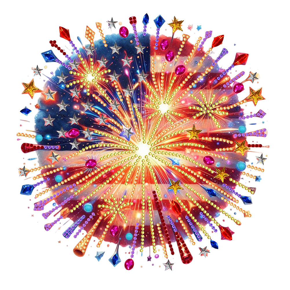 Diamond Painting - Partial Special Shaped - American flag fireworks (30*30CM)