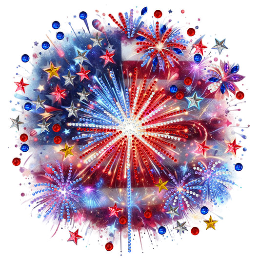 Diamond Painting - Partial Special Shaped - American flag fireworks (30*30CM)