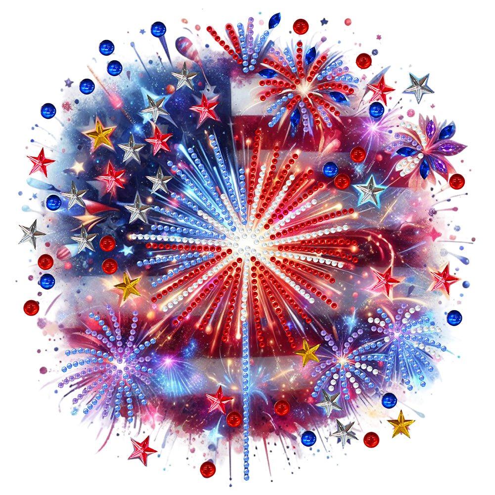 Diamond Painting - Partial Special Shaped - American flag fireworks (30*30CM)