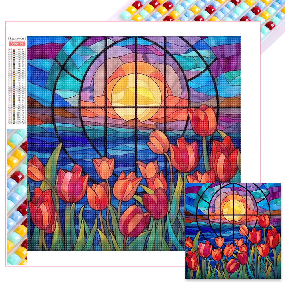 Diamond Painting - Full Square - glass art flowers (40*40CM)