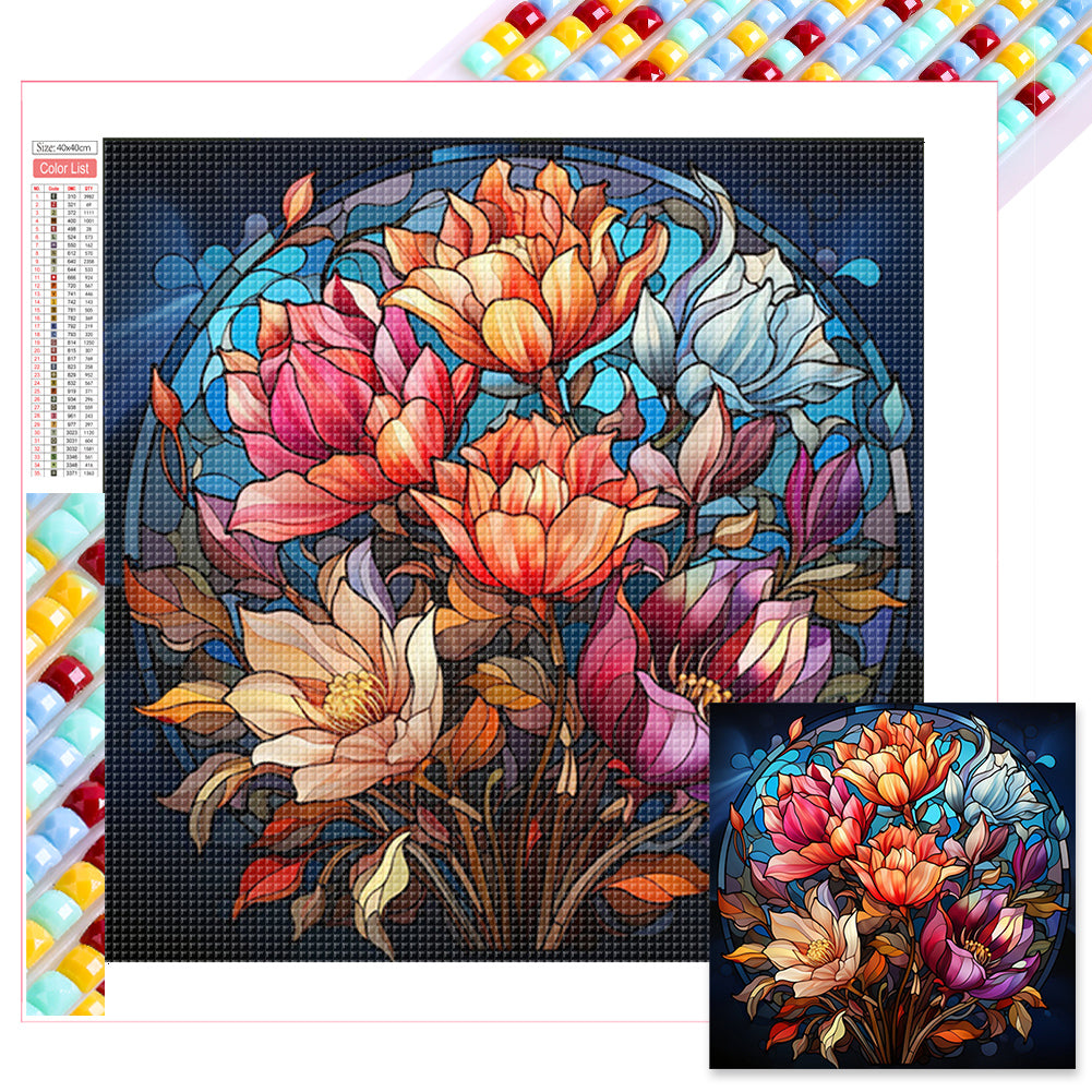 Diamond Painting - Full Square - glass art flowers (40*40CM)
