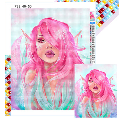 Diamond Painting - Full Round - Painted pink mermaid (40*50CM)