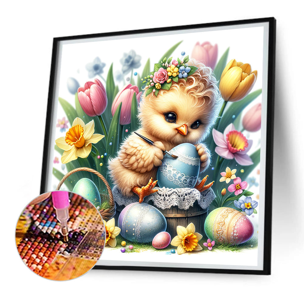 Diamond Painting - Full Round - Chicken drawing Easter eggs (30*30CM)