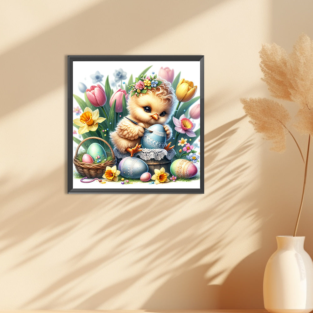 Diamond Painting - Full Round - Chicken drawing Easter eggs (30*30CM)