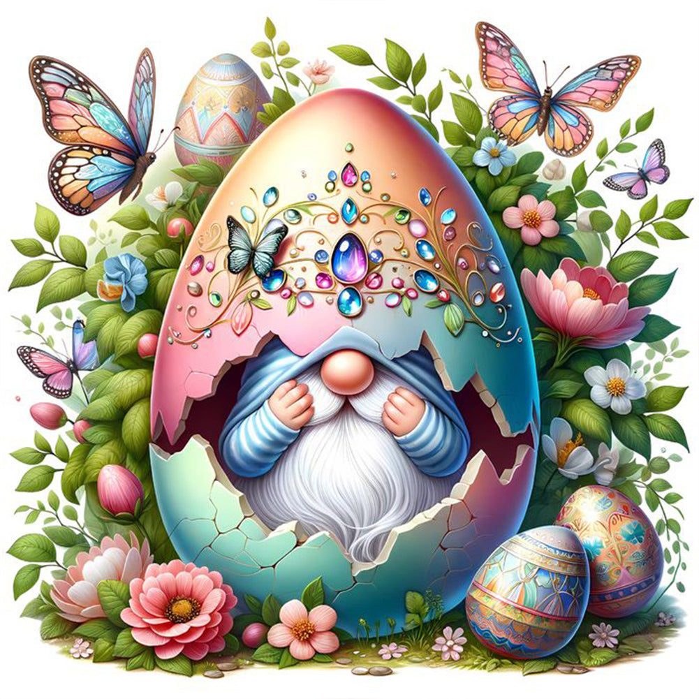 Diamond Painting - Full Round - Easter eggs and gnomes (30*30CM)