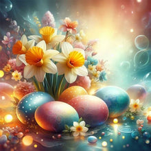 Load image into Gallery viewer, Diamond Painting - Full Round - Easter eggs with daffodils (30*30CM)
