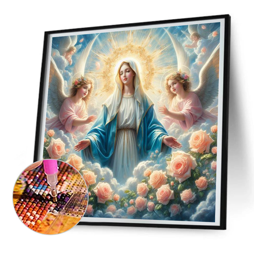Diamond Painting - Full Round - Flowers, Madonna and Angels (30*30CM)