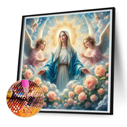 Diamond Painting - Full Round - Flowers, Madonna and Angels (30*30CM)
