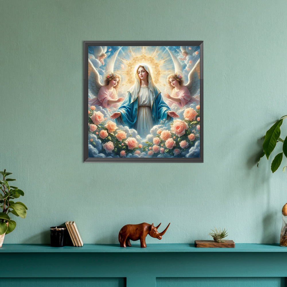Diamond Painting - Full Round - Flowers, Madonna and Angels (30*30CM)