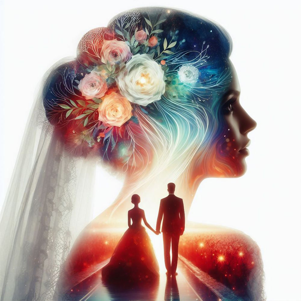 Diamond Painting - Full Round - romantic wedding silhouette (30*30CM)