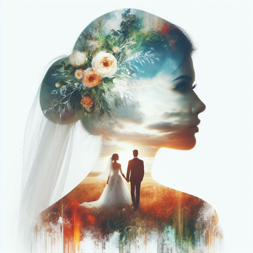 Diamond Painting - Full Round - romantic wedding silhouette (30*30CM)