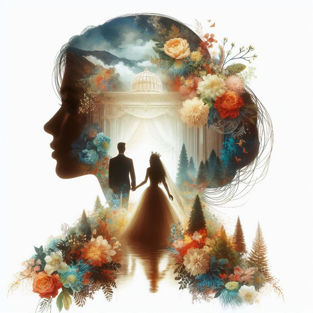 Diamond Painting - Full Round - romantic wedding silhouette (30*30CM)