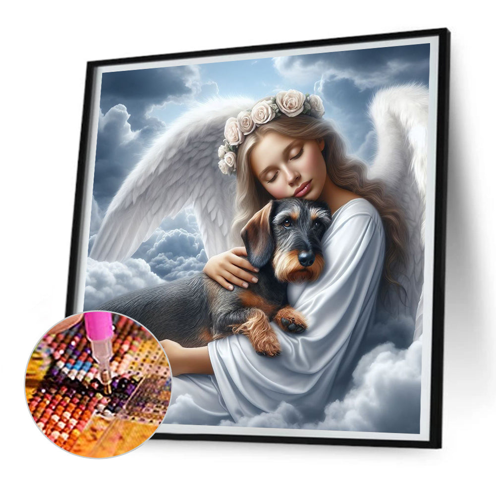 Diamond Painting - Full Round - angel and dog (30*30CM)