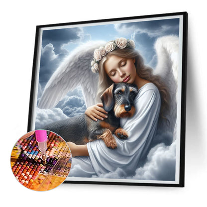 Diamond Painting - Full Round - angel and dog (30*30CM)