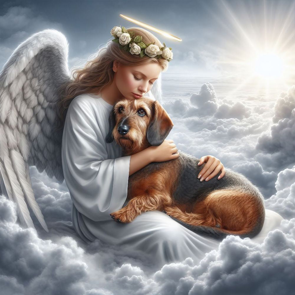 Diamond Painting - Full Round - angel and dog (30*30CM)