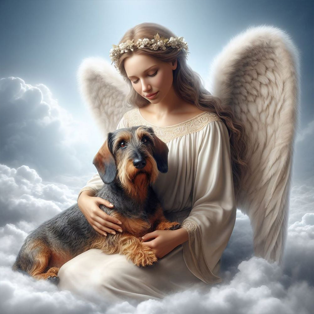 Diamond Painting - Full Round - angel and dog (30*30CM)