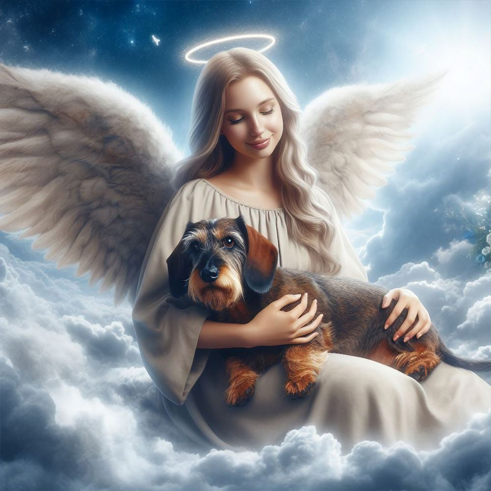 Diamond Painting - Full Round - angel and dog (30*30CM)