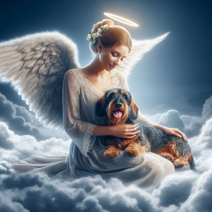 Diamond Painting - Full Round - angel and dog (30*30CM)