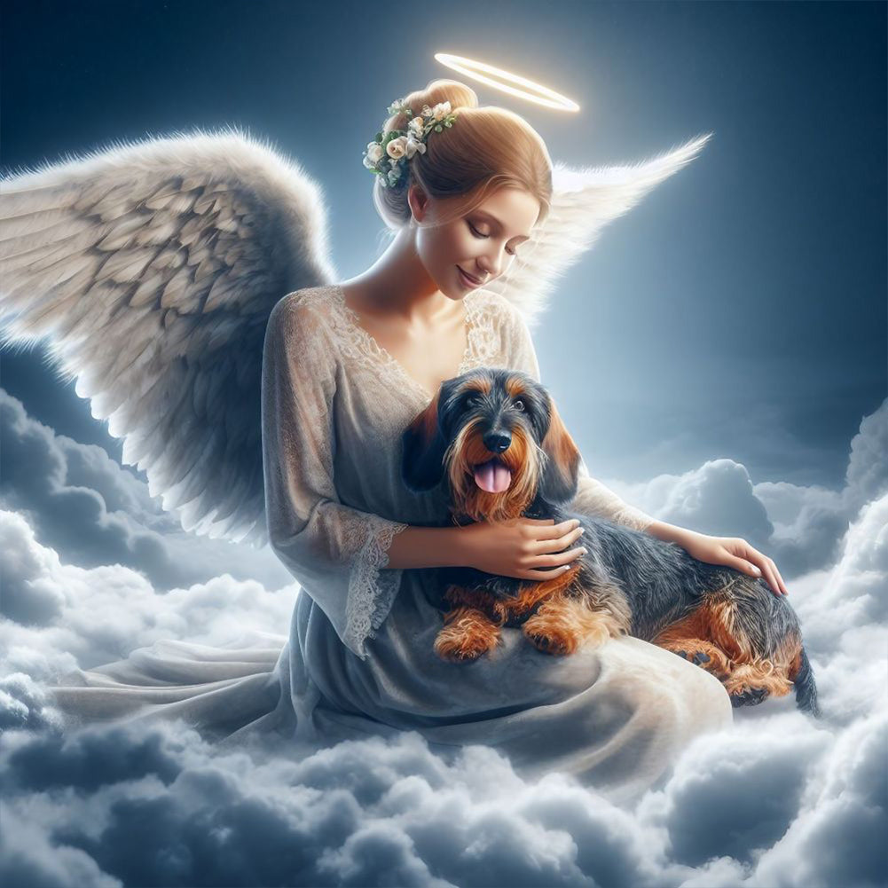 Diamond Painting - Full Round - angel and dog (30*30CM)