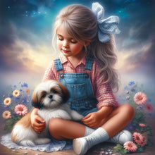 Load image into Gallery viewer, Diamond Painting - Full Round - Little girl and puppy in the garden (30*30CM)
