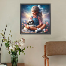 Load image into Gallery viewer, Diamond Painting - Full Round - Little girl and puppy in the garden (30*30CM)
