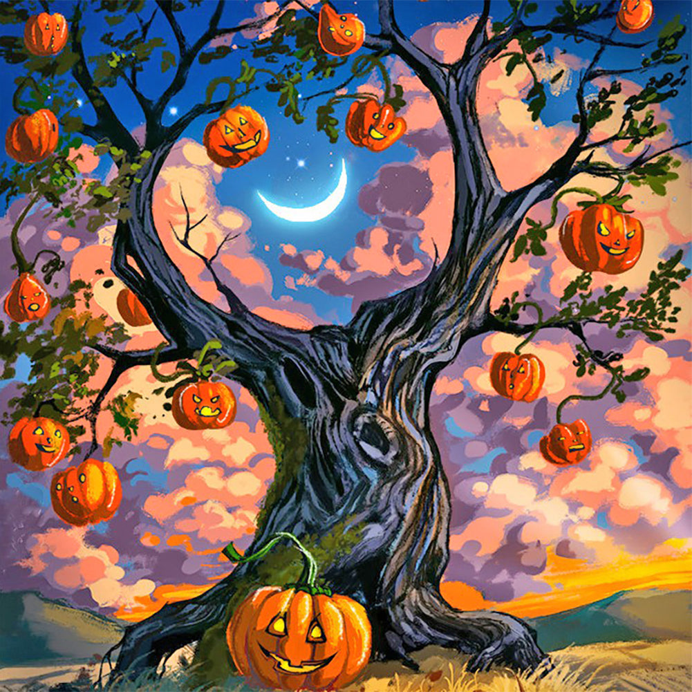 Diamond Painting - Full Round - Dark Jack-O-Lantern Tree (40*40CM)