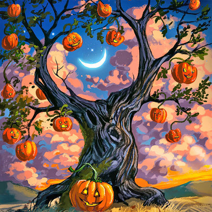 Diamond Painting - Full Round - Dark Jack-O-Lantern Tree (40*40CM)