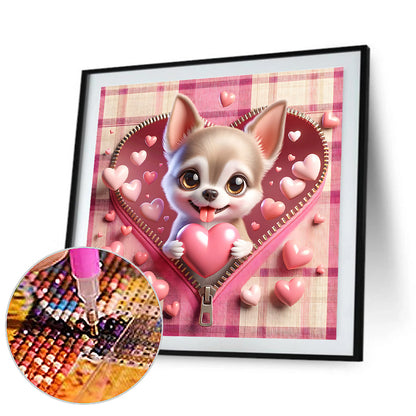 Diamond Painting - Full Round - Pink love puppy-Tijuana (30*30CM)