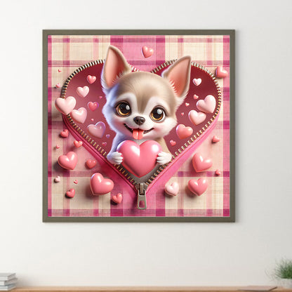 Diamond Painting - Full Round - Pink love puppy-Tijuana (30*30CM)