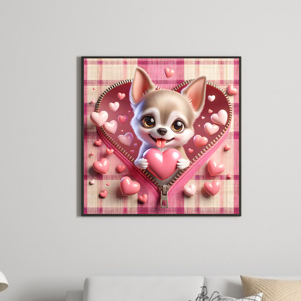 Diamond Painting - Full Round - Pink love puppy-Tijuana (30*30CM)