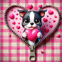 Load image into Gallery viewer, Diamond Painting - Full Round - Pink Love Puppy-Valentine Day Boston Terrier (30*30CM)
