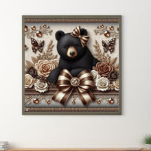 Load image into Gallery viewer, Diamond Painting - Full Round - flowers black bear (30*30CM)
