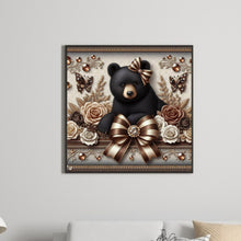 Load image into Gallery viewer, Diamond Painting - Full Round - flowers black bear (30*30CM)
