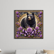 Load image into Gallery viewer, Diamond Painting - Full Round - flowers black bear (30*30CM)
